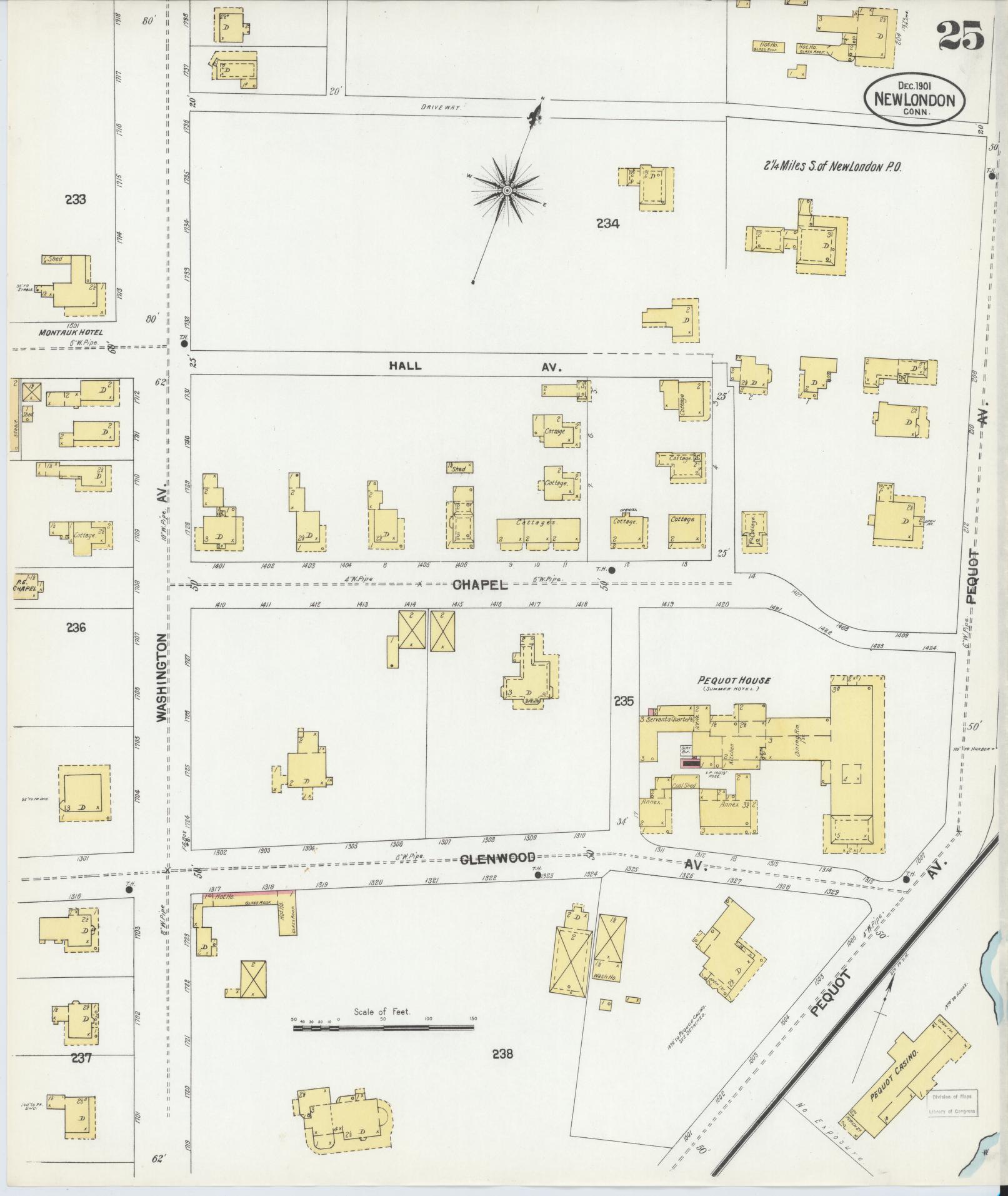 Sanborn Fire Insurance Map from New London, New London County, Connecticut (1901), Sheet #0025 - Complete Map Set gallery image, historic Sanborn map, vintage wall art, Connecticut Connecticut