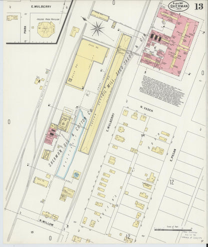 Sanborn Fire Insurance Map from Sherman, Grayson County, Texas (1897), Sheet #0013 - Complete Map Set gallery image, historic Sanborn map, vintage wall art, Texas Texas
