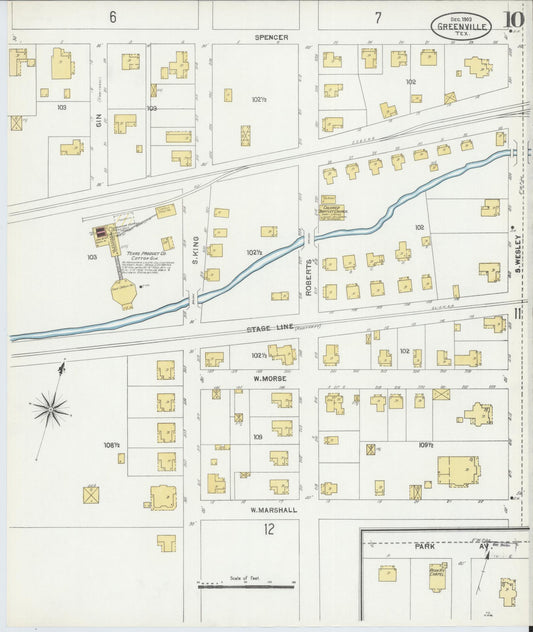 Sanborn Fire Insurance Map from Greenville, Hunt County, Texas (1903), Sheet #0010 - Historic Sanborn Fire Insurance Map Print, vintage old map wall art, antique decor, genealogy gift, Texas Texas map