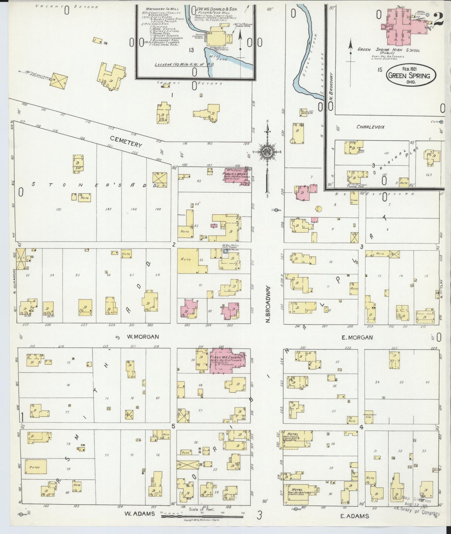 Sanborn Fire Insurance Map from Green Springs, Sandusky And Seneca Counties, Ohio (1921), Sheet #0002 - Complete Map Set gallery image, historic Sanborn map, vintage wall art, Ohio Ohio
