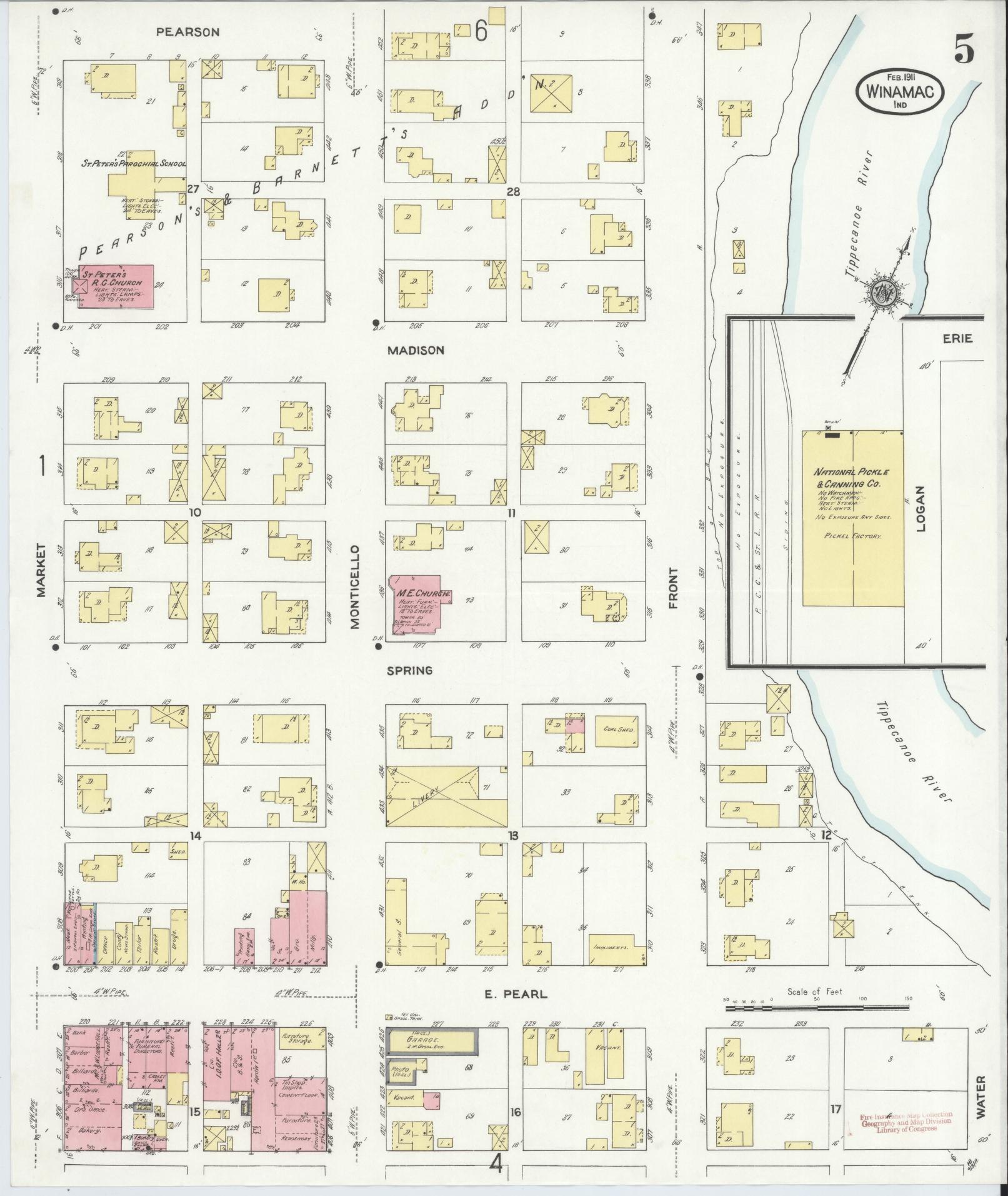 Sanborn Fire Insurance Map from Winamac, Pulaski County, Indiana (1911), Sheet #0005 - Complete Map Set gallery image, historic Sanborn map, vintage wall art, Indiana Indiana