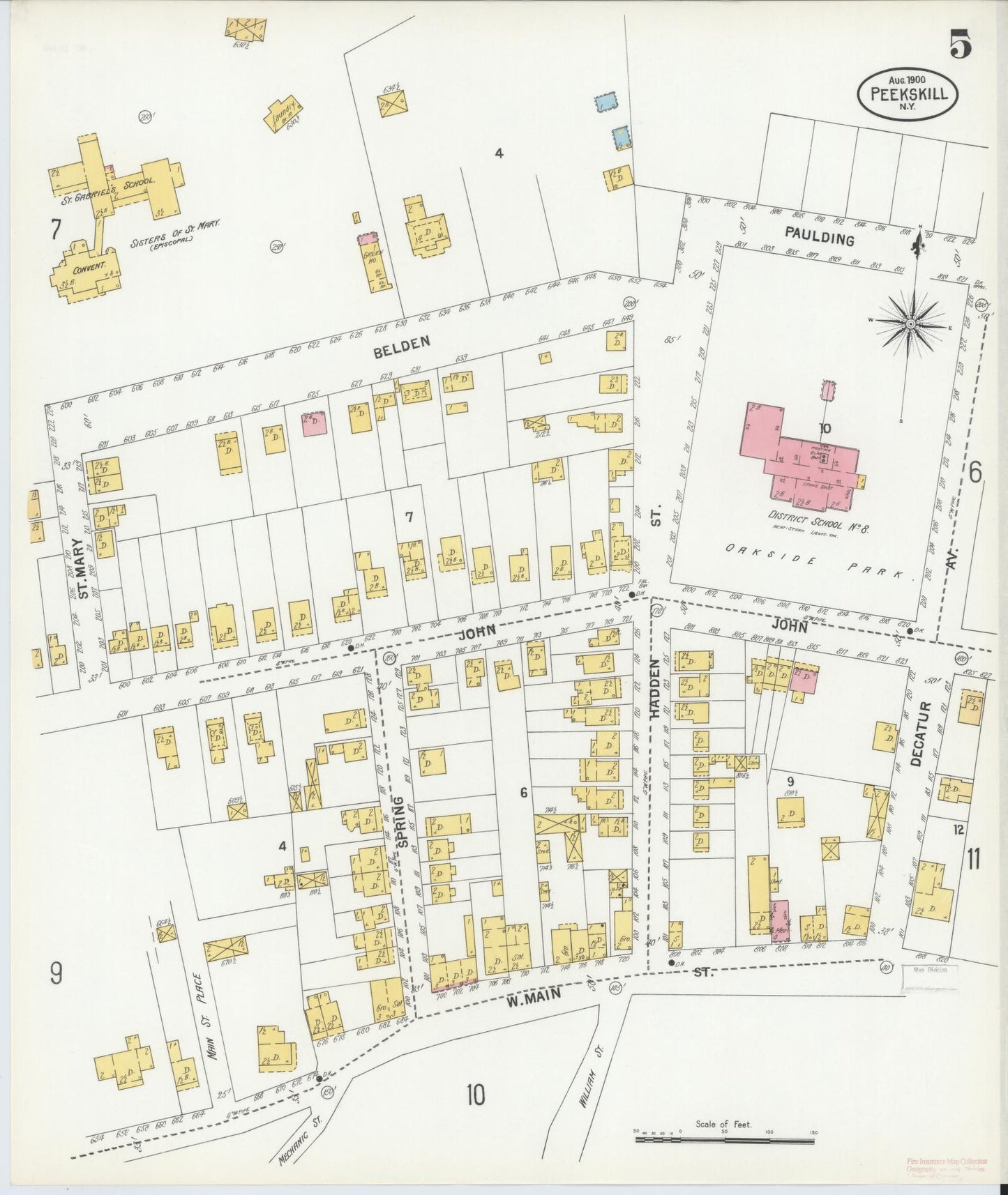 Sanborn Fire Insurance Map from Peekskill, Westchester County, New York (1900), Sheet #0005 - Complete Map Set gallery image, historic Sanborn map, vintage wall art, New York New York