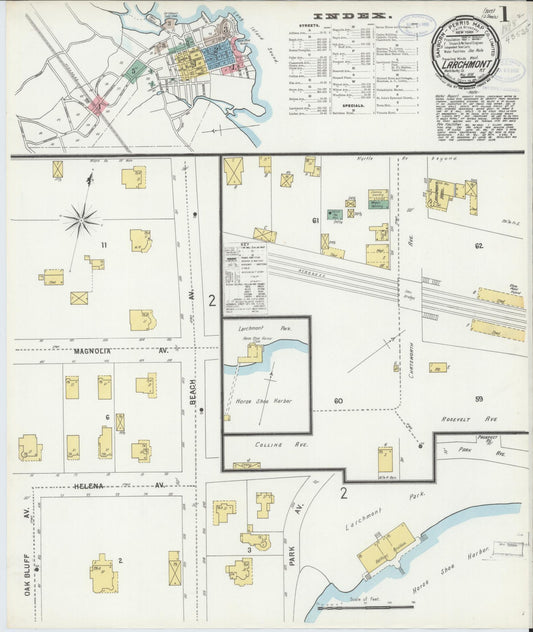 Sanborn Fire Insurance Map from Larchmont, Westchester County, New York (1898), Sheet #0001 - Historic Sanborn Fire Insurance Map Print, vintage old map wall art, antique decor, genealogy gift, New York New York map