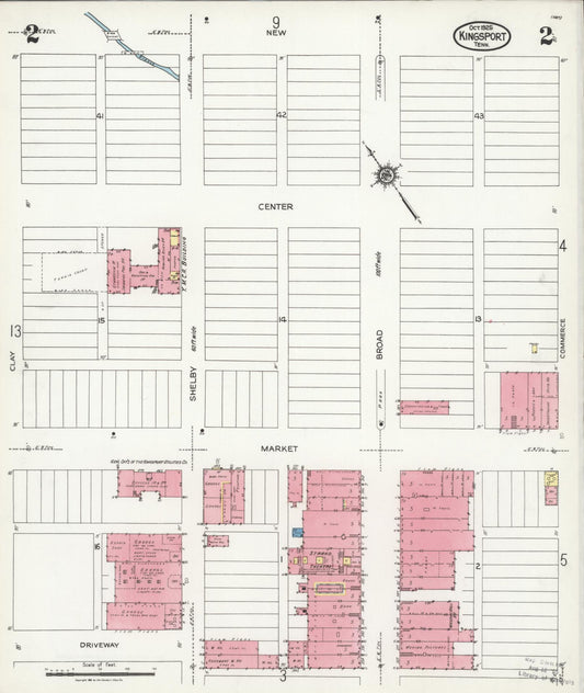 Sanborn Fire Insurance Map from Kingsport, Sullivan County, Tennessee (1925), Sheet #0002 - Historic Sanborn Fire Insurance Map Print, vintage old map wall art, antique decor, genealogy gift, Tennessee Tennessee map