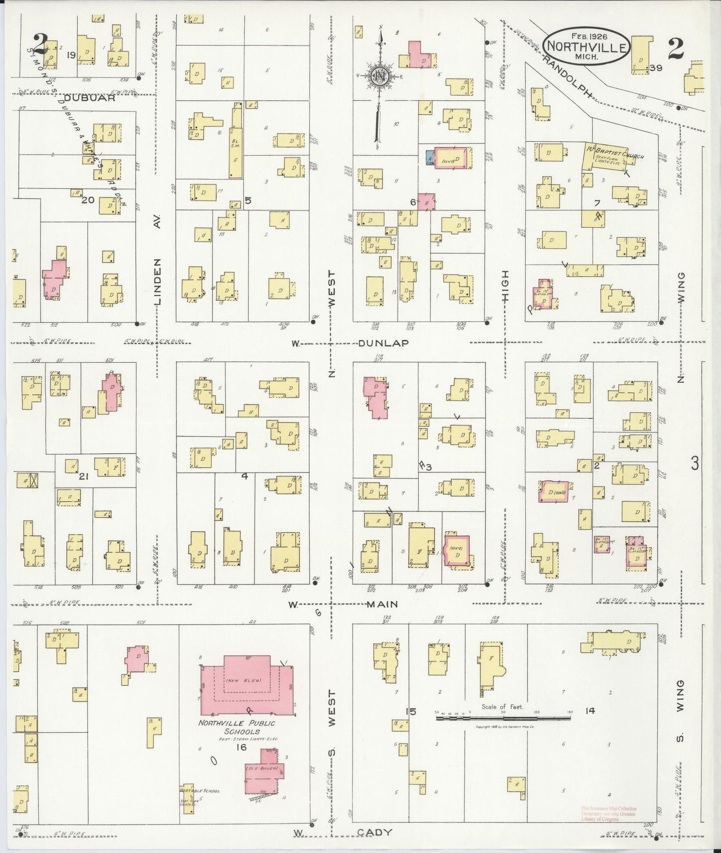 Sanborn Fire Insurance Map from Northville, Wayne County, Michigan (1926), Sheet #0002 - Complete Map Set gallery image, historic Sanborn map, vintage wall art, Michigan Michigan