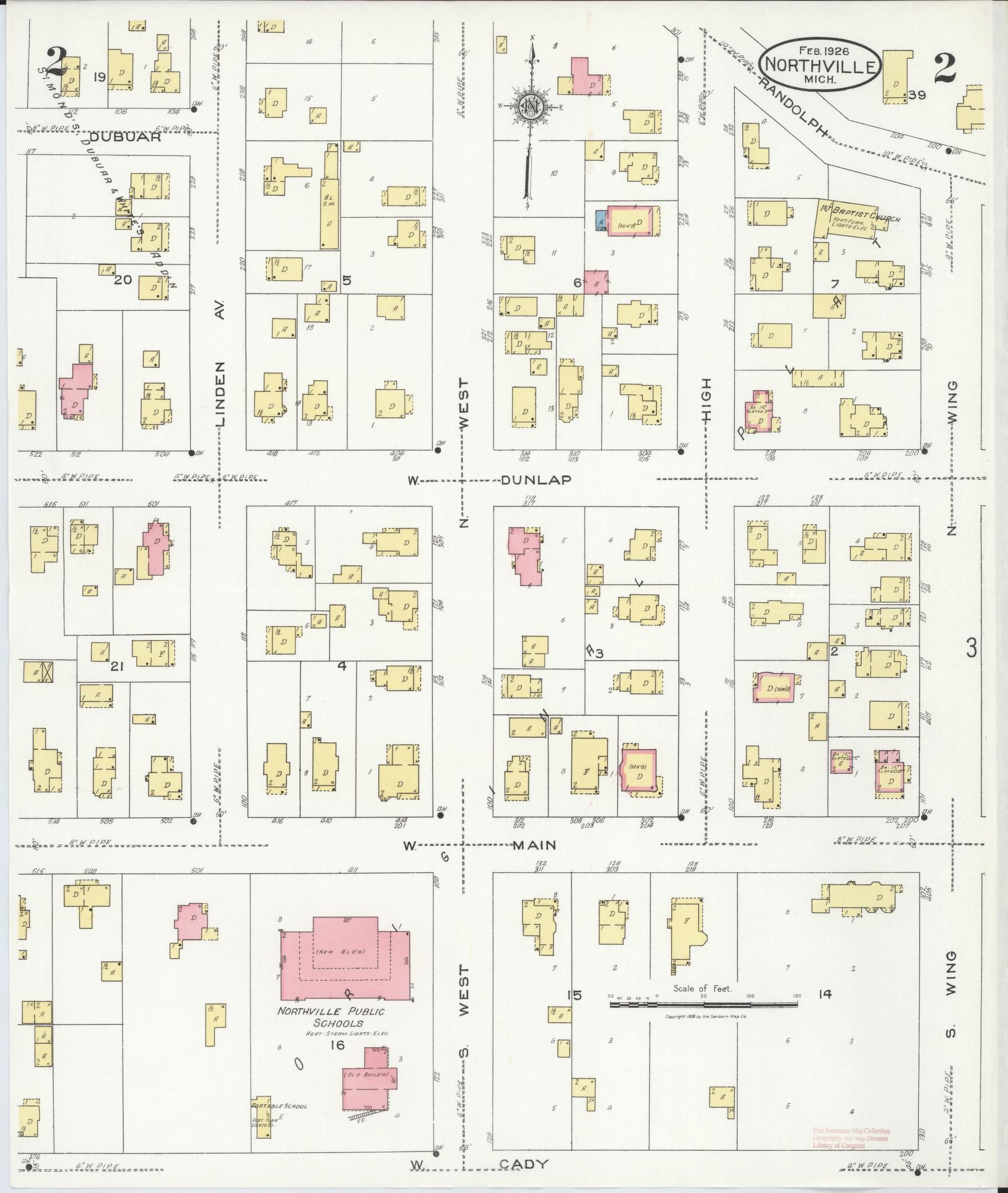 Sanborn Fire Insurance Map from Northville, Wayne County, Michigan (1926), Sheet #0002 - Complete Map Set gallery image, historic Sanborn map, vintage wall art, Michigan Michigan