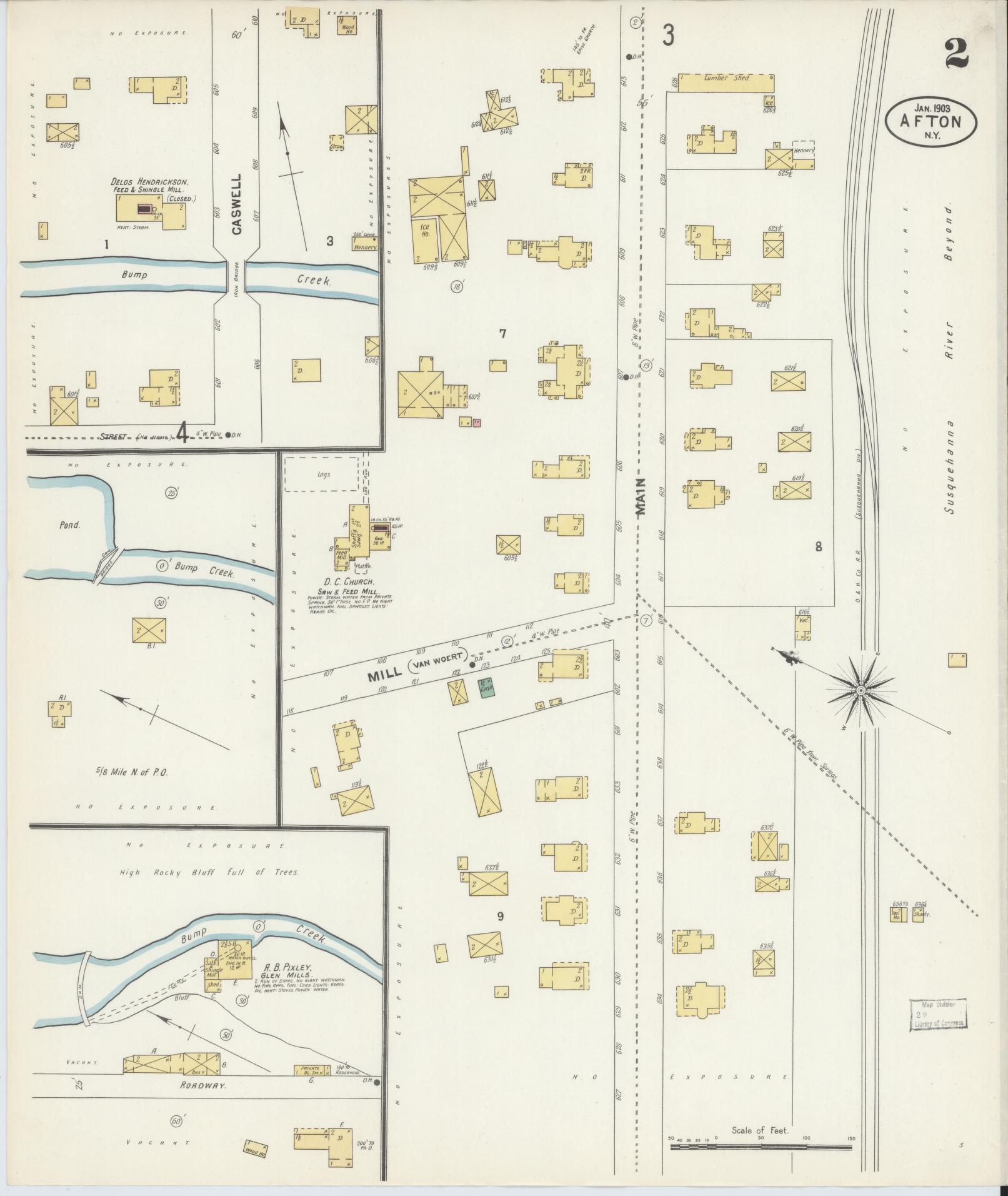 Sanborn Fire Insurance Map from Afton, Chenango County, New York (1903), Sheet #0002 - Complete Map Set gallery image, historic Sanborn map, vintage wall art, New York New York