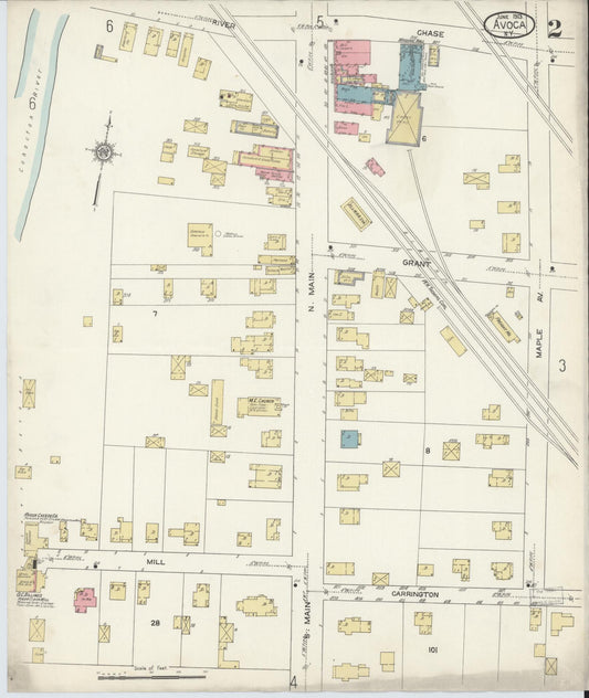 Sanborn Fire Insurance Map from Avoca, Steuben County, New York (1913), Sheet #0002 - Historic Sanborn Fire Insurance Map Print, vintage old map wall art, antique decor, genealogy gift, New York New York map