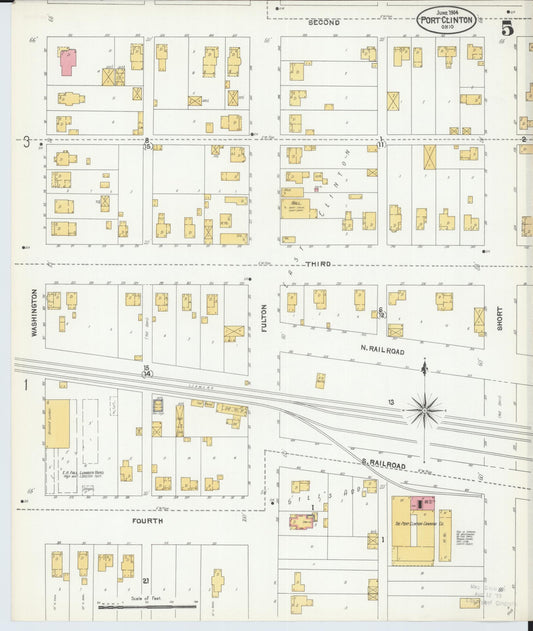 Sanborn Fire Insurance Map from Port Clinton, Ottawa County, Ohio (1904), Sheet #0005 - Historic Sanborn Fire Insurance Map Print, vintage old map wall art, antique decor, genealogy gift, Ohio Ohio map