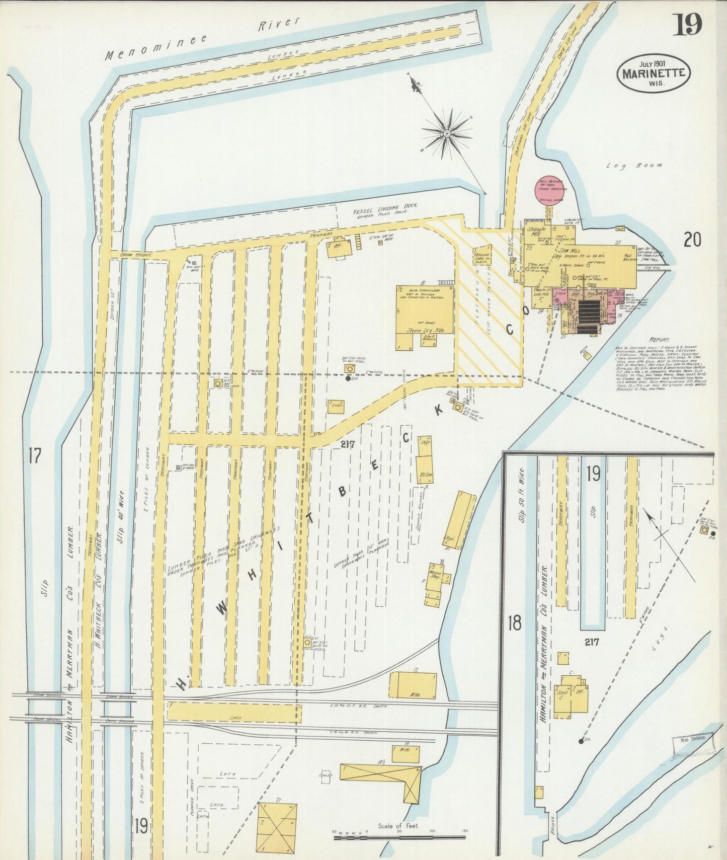 Sanborn Fire Insurance Map from Marinette, Marinette County, Wisconsin (1901), Sheet #0019 - Complete Map Set gallery image, historic Sanborn map, vintage wall art, Wisconsin Wisconsin