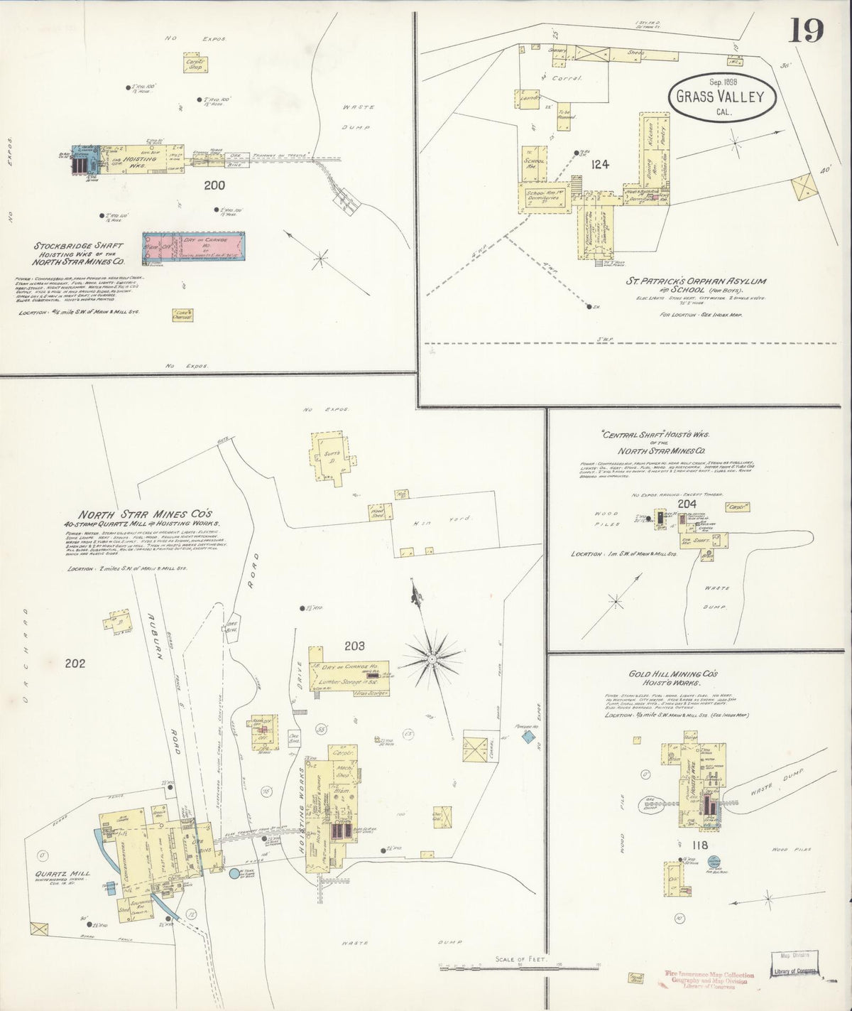Sanborn Fire Insurance Map from Grass Valley, Nevada County, California (1898), Sheet #0019 - Complete Map Set gallery image, historic Sanborn map, vintage wall art, California California