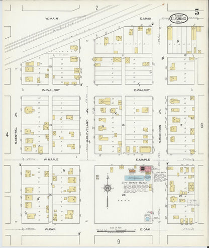 Sanborn Fire Insurance Map from Cushing, Payne County, Oklahoma (1917), Sheet #0005 - Complete Map Set gallery image, historic Sanborn map, vintage wall art, Oklahoma Oklahoma
