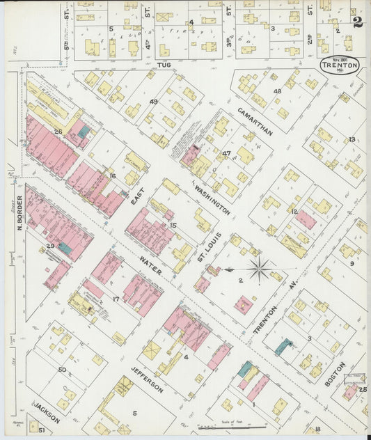 Sanborn Fire Insurance Map from Trenton, Grundy County, Missouri (1891), Sheet #0002 - Historic Sanborn Fire Insurance Map Print, vintage old map wall art, antique decor, genealogy gift, Missouri Missouri map