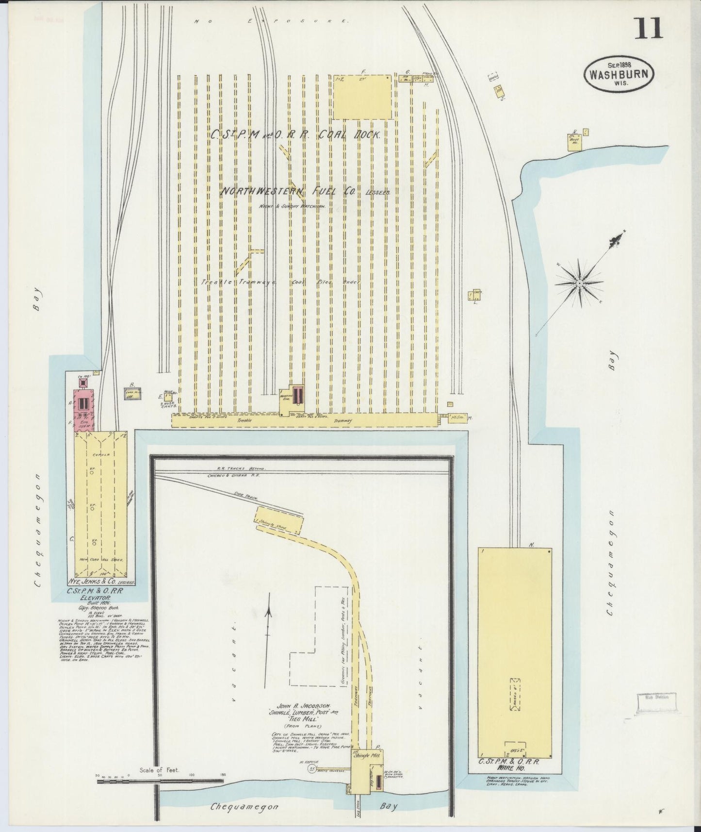 Sanborn Fire Insurance Map from Washburn, Bayfield County, Wisconsin (1898), Sheet #0011 - Complete Map Set gallery image, historic Sanborn map, vintage wall art, Wisconsin Wisconsin