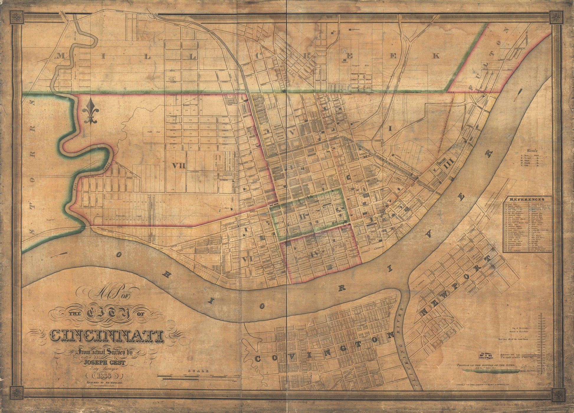 Map of the city of Cincinnati (1838) – Historic Bird’s-Eye View Panorama Print