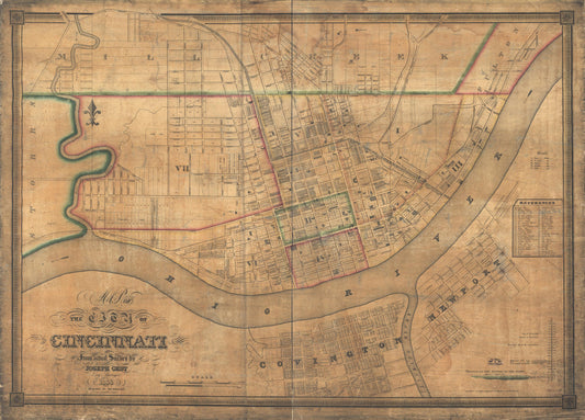 Map of the city of Cincinnati (1838) – Historic Bird’s-Eye View Panorama Print