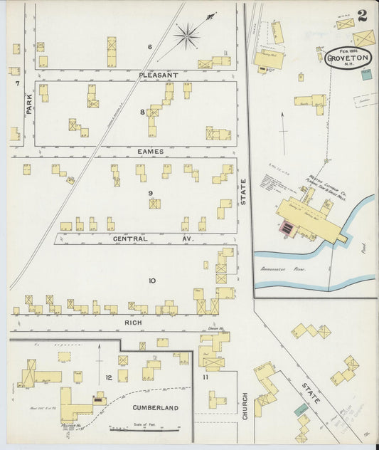Sanborn Fire Insurance Map from Groveton, Coos County, New Hampshire (1892), Sheet #0002 - Historic Sanborn Fire Insurance Map Print, vintage old map wall art, antique decor, genealogy gift, New Hampshire New Hampshire map