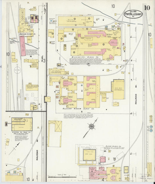 Sanborn Fire Insurance Map from Port Allegany, McKean County, Pennsylvania (1909), Sheet #0010 - Historic Sanborn Fire Insurance Map Print, vintage old map wall art, antique decor, genealogy gift, Pennsylvania Pennsylvania map