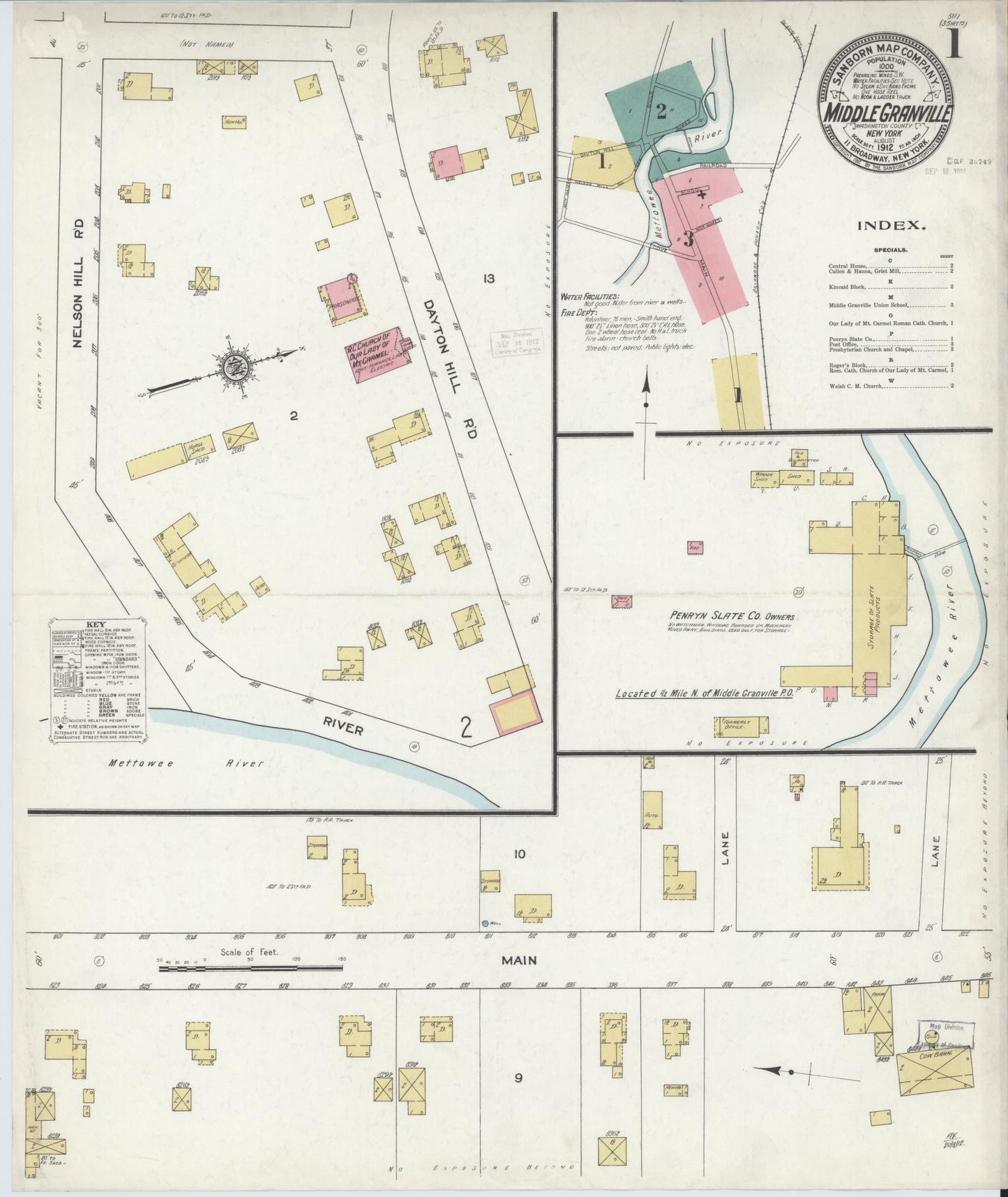 Sanborn Fire Insurance Map from Middle Granville, Washington County, New York. (1912) – Historic Sanborn Fire Insurance Map Print