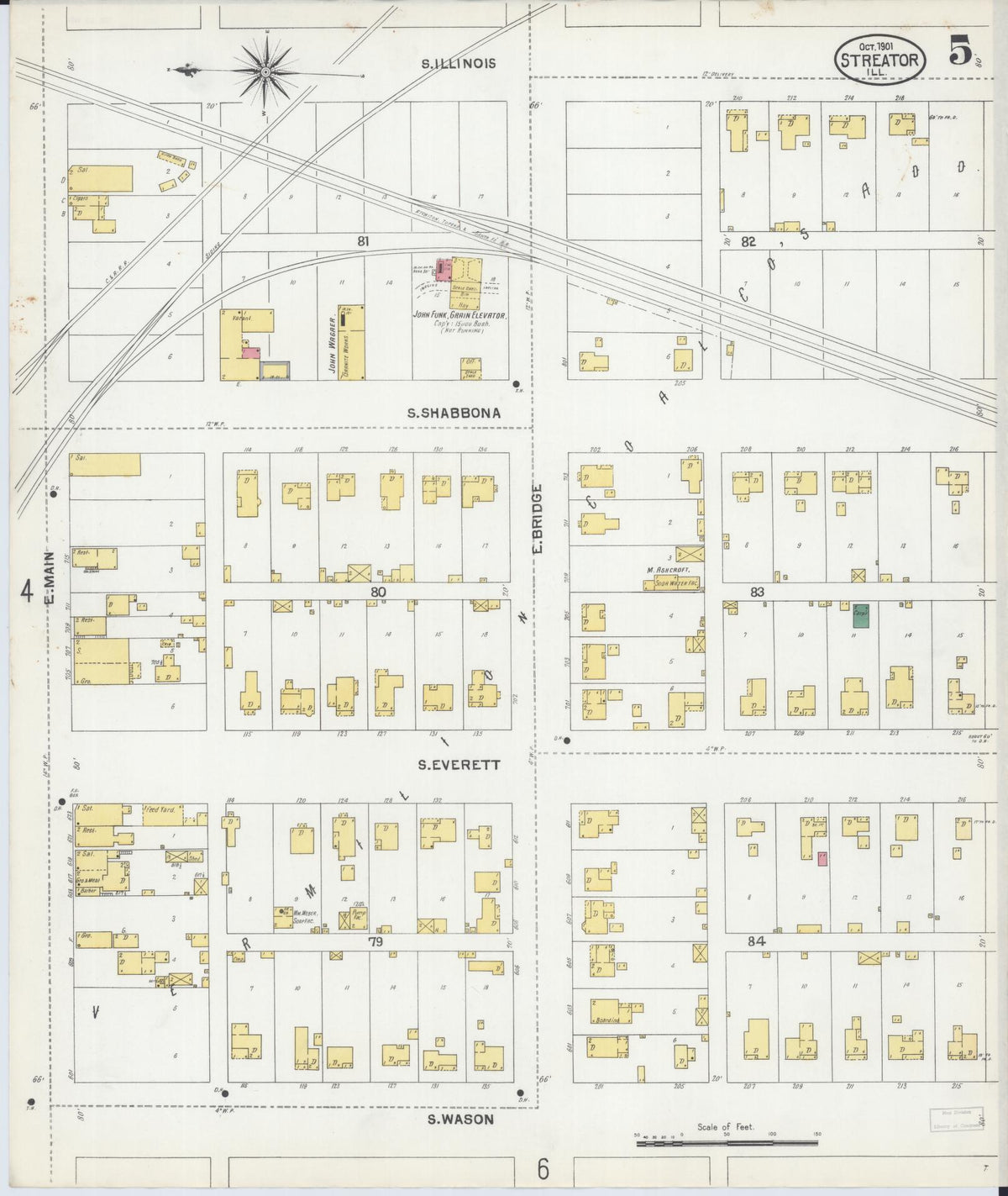 Sanborn Fire Insurance Map from Streator, La Salle County, Illinois (1901), Sheet #0005 - Complete Map Set gallery image, historic Sanborn map, vintage wall art, Illinois Illinois