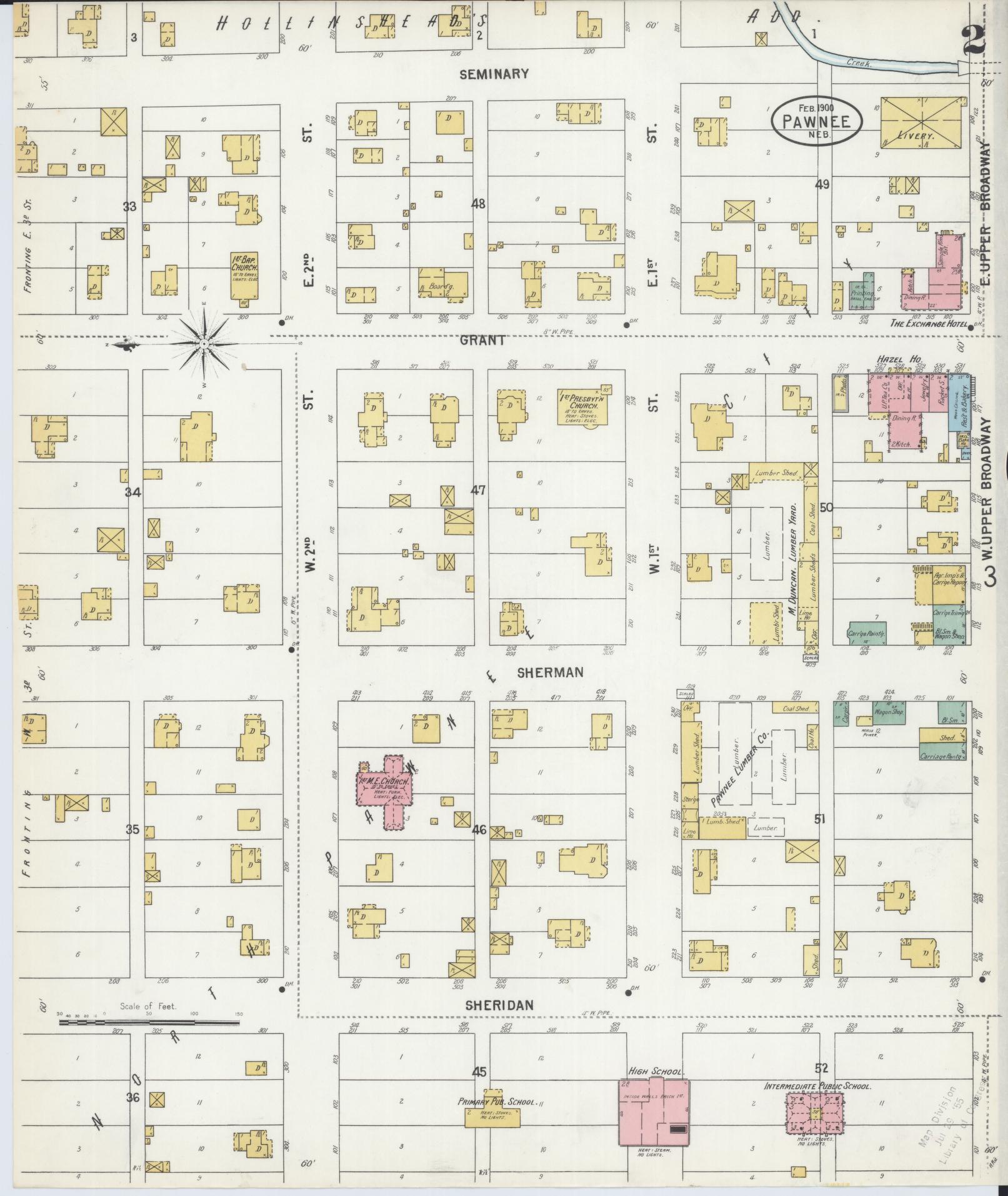 Sanborn Fire Insurance Map from Pawnee City, Pawnee County, Nebraska (1900), Sheet #0002 - Historic Sanborn Fire Insurance Map Print, vintage old map wall art, antique decor, genealogy gift, Nebraska Nebraska map