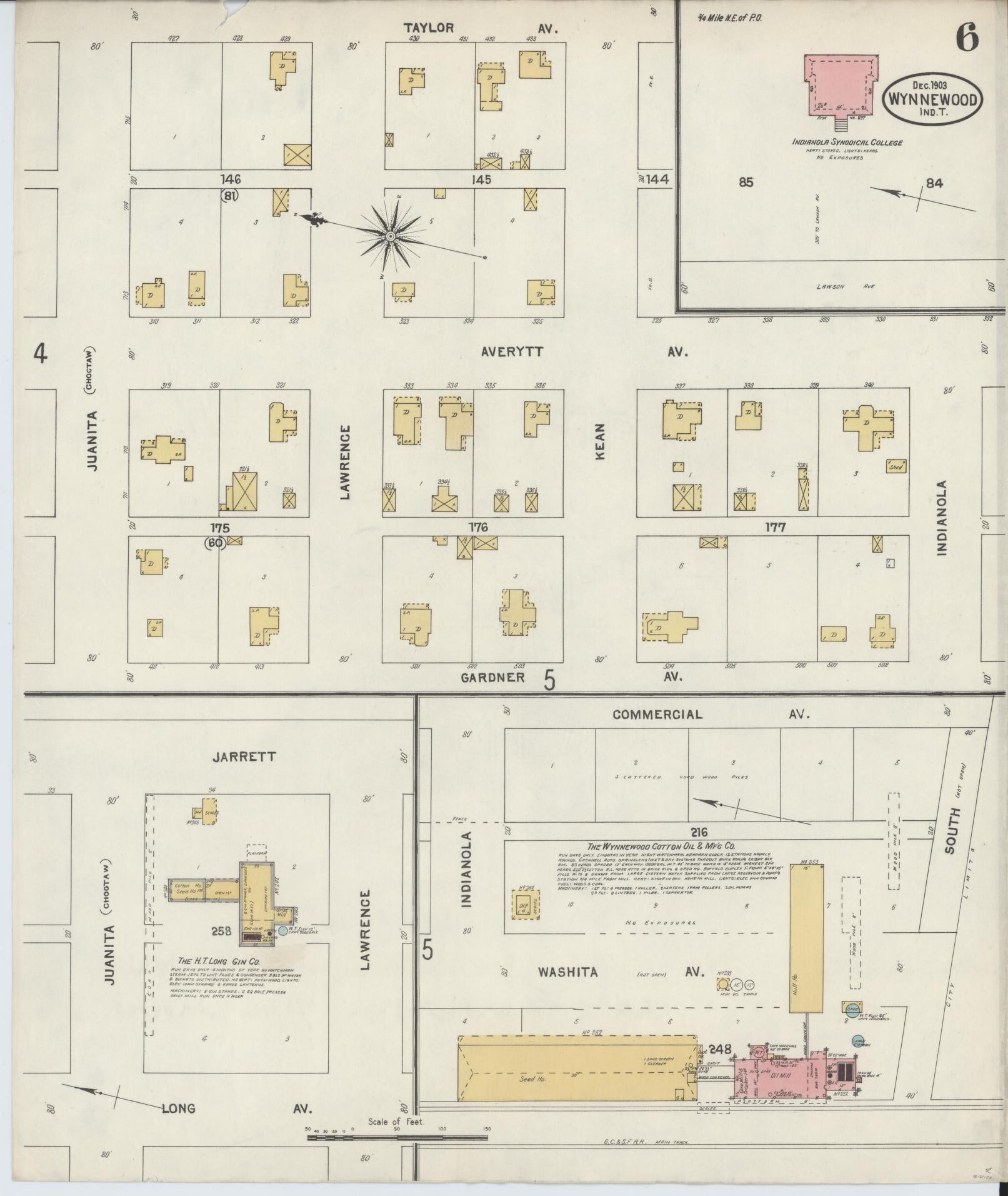 Sanborn Fire Insurance Map from Wynnewood, Garvin County, Oklahoma (1903), Sheet #0006 - Historic Sanborn Fire Insurance Map Print, vintage old map wall art, antique decor, genealogy gift, Oklahoma Oklahoma map