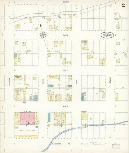Sanborn Fire Insurance Map from Wilbur, Lincoln County, Washington (1899), Sheet #0002 - Complete Map Set gallery image, historic Sanborn map, vintage wall art, Washington Washington