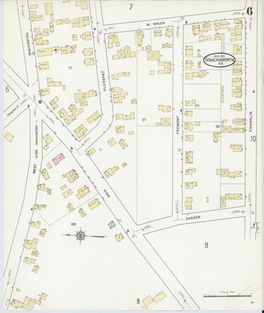 Sanborn Fire Insurance Map from Somersworth, Strafford County, New Hampshire (1912), Sheet #0006 - Historic Sanborn Fire Insurance Map Print, vintage old map wall art, antique decor, genealogy gift, Maine Maine map