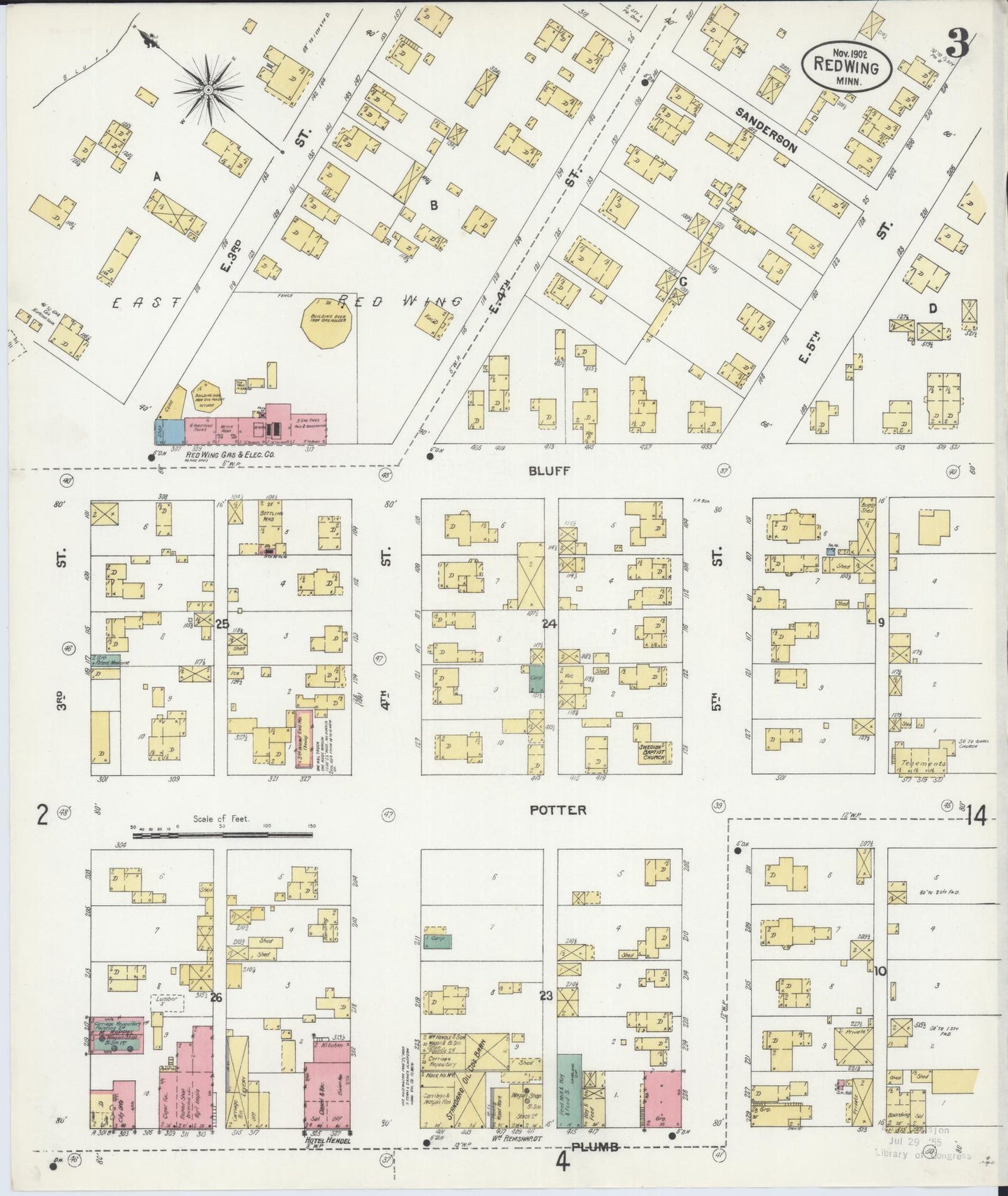 Sanborn Fire Insurance Map from Red Wing, Goodhue County, Minnesota (1902), Sheet #0003 - Complete Map Set gallery image, historic Sanborn map, vintage wall art, Minnesota Minnesota