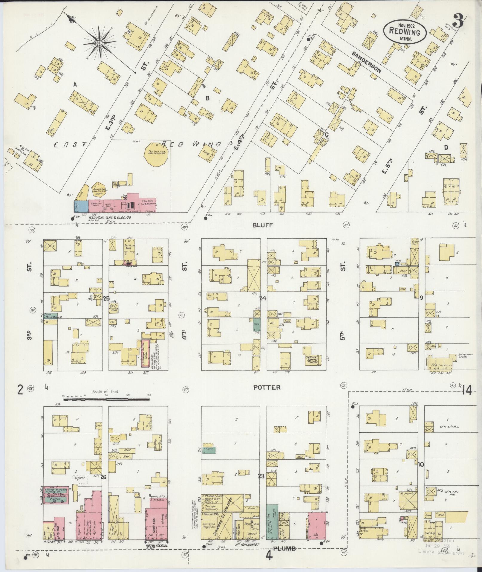 Sanborn Fire Insurance Map from Red Wing, Goodhue County, Minnesota (1902), Sheet #0003 - Complete Map Set gallery image, historic Sanborn map, vintage wall art, Minnesota Minnesota