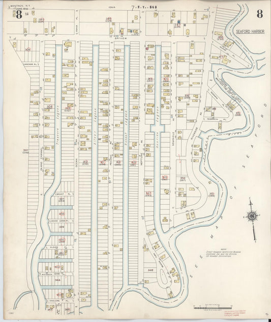 Sanborn Fire Insurance Map from Wantagh, Nassau County, New York (1942), Sheet #0008 - Historic Sanborn Fire Insurance Map Print, vintage old map wall art, antique decor, genealogy gift, New York New York map