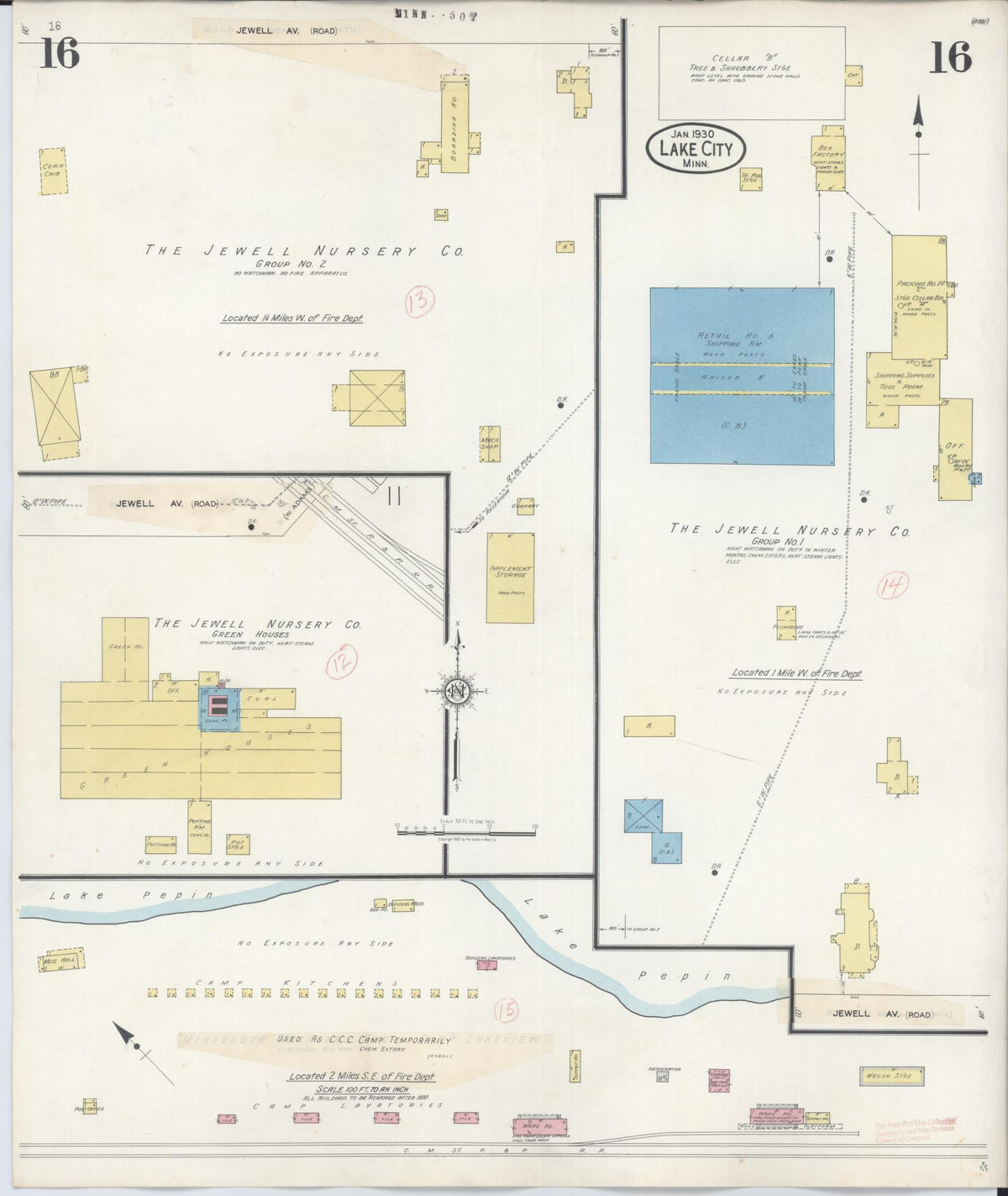 Sanborn Fire Insurance Map from Lake City, Wabasha County, Minnesota (1938), Sheet #0016 - Historic Sanborn Fire Insurance Map Print, vintage old map wall art, antique decor, genealogy gift, Minnesota Minnesota map