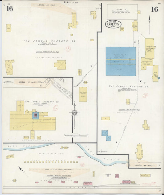 Sanborn Fire Insurance Map from Lake City, Wabasha County, Minnesota (1938), Sheet #0016 - Historic Sanborn Fire Insurance Map Print, vintage old map wall art, antique decor, genealogy gift, Minnesota Minnesota map
