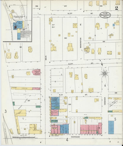 Sanborn Fire Insurance Map from Wagoner, Wagoner County, Oklahoma (1905), Sheet #0002 - Complete Map Set gallery image, historic Sanborn map, vintage wall art, Oklahoma Oklahoma