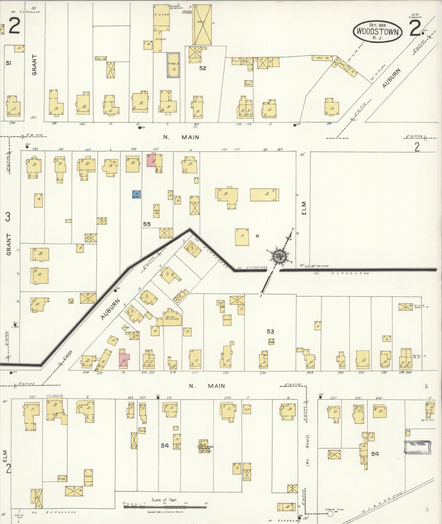 Sanborn Fire Insurance Map from Woodstown, Salem County, New Jersey (1923), Sheet #0002 - Complete Map Set gallery image, historic Sanborn map, vintage wall art, New Jersey New Jersey