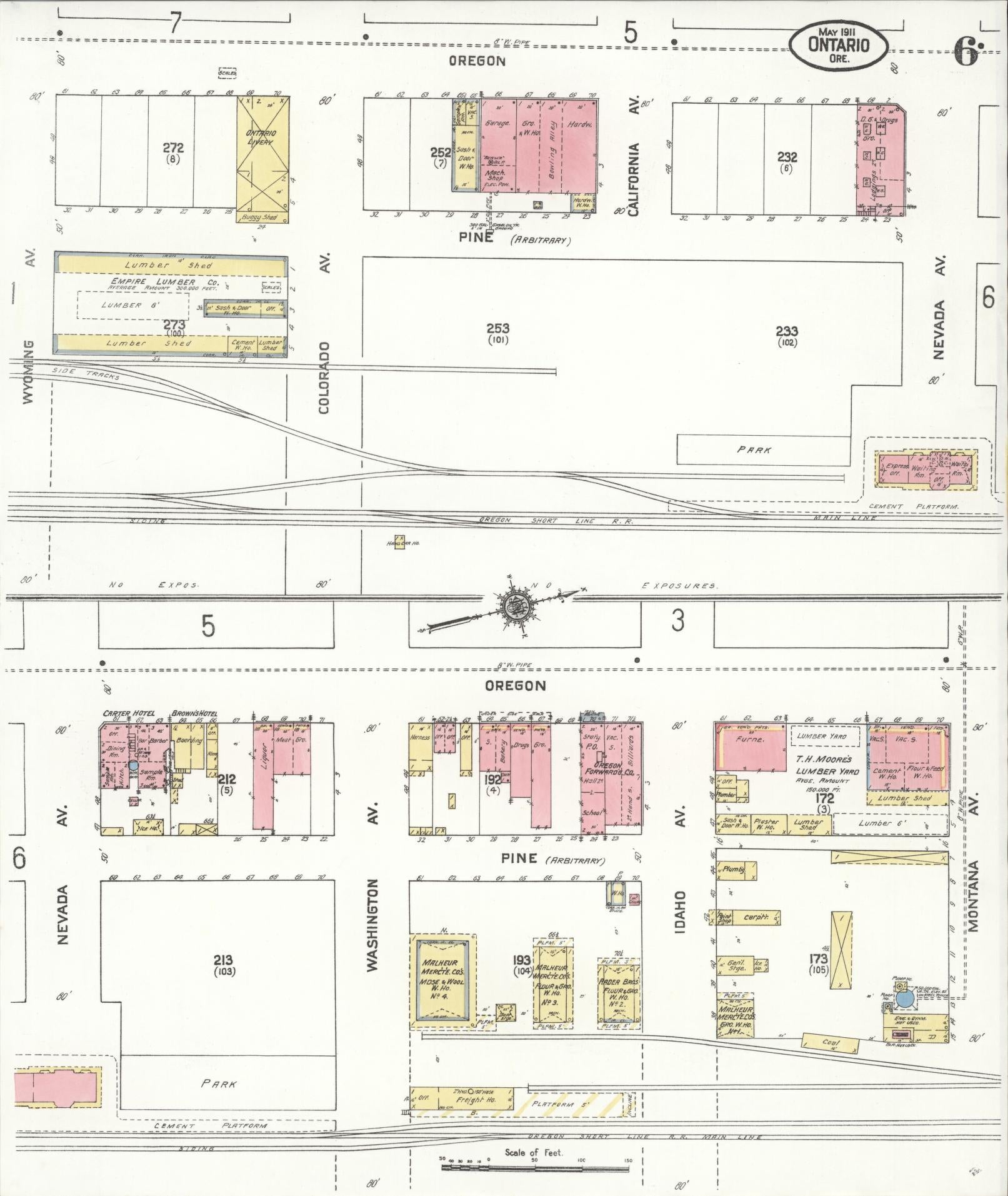 Sanborn Fire Insurance Map from Ontario, Malheur County, Oregon (1911), Sheet #0006 - Complete Map Set gallery image, historic Sanborn map, vintage wall art, Oregon Oregon