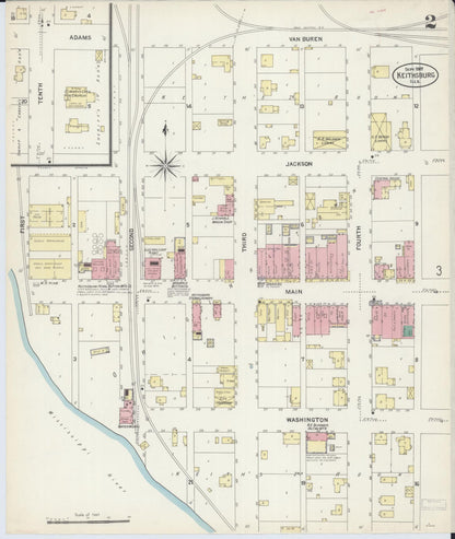 Sanborn Fire Insurance Map from Keithsburg, Mercer County, Illinois (1907), Sheet #0002 - Complete Map Set gallery image, historic Sanborn map, vintage wall art, Illinois Illinois
