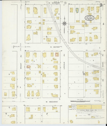 Sanborn Fire Insurance Map from Alma, Gratiot County, Michigan (1917), Sheet #0003 - Complete Map Set gallery image, historic Sanborn map, vintage wall art, Michigan Michigan