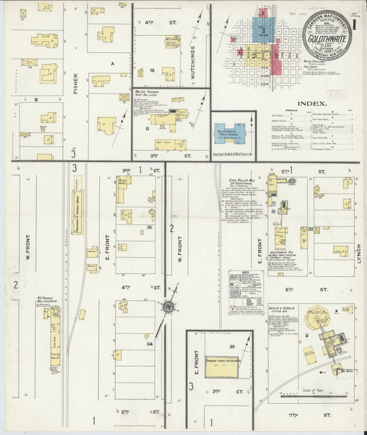 Sanborn Fire Insurance Map from Goldthwaite, Mills County, Texas (1909), Sheet #0001 - Historic Sanborn Fire Insurance Map Print, vintage old map wall art, antique decor, genealogy gift, Texas Texas map
