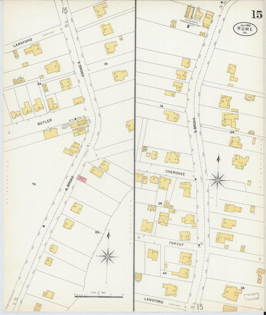 Sanborn Fire Insurance Map from Rome, Floyd County, Georgia (1903), Sheet #0015 - Historic Sanborn Fire Insurance Map Print, vintage old map wall art, antique decor, genealogy gift, Georgia Georgia map