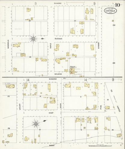 Sanborn Fire Insurance Map from Centralia, Lewis County, Washington (1901), Sheet #0010 - Complete Map Set gallery image, historic Sanborn map, vintage wall art, Washington Washington