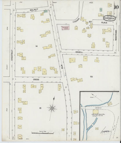 Sanborn Fire Insurance Map from Gardner, Worcester County, Massachusetts (1889), Sheet #0010 - Complete Map Set gallery image, historic Sanborn map, vintage wall art, Massachusetts Massachusetts