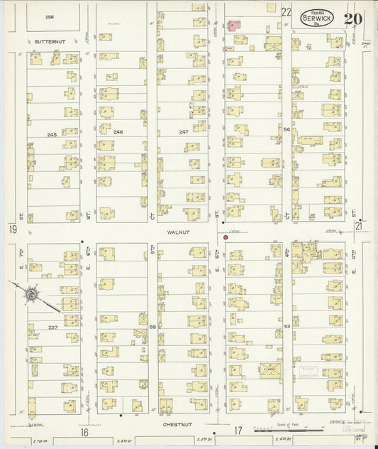 Sanborn Fire Insurance Map from Berwick, Columbia County, Pennsylvania (1913), Sheet #0020 - Historic Sanborn Fire Insurance Map Print, vintage old map wall art, antique decor, genealogy gift, Pennsylvania Pennsylvania map