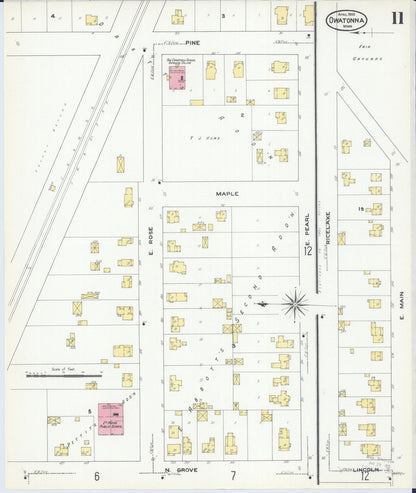Sanborn Fire Insurance Map from Owatonna, Steele County, Minnesota (1909), Sheet #0011 - Historic Sanborn Fire Insurance Map Print, vintage old map wall art, antique decor, genealogy gift, Minnesota Minnesota map