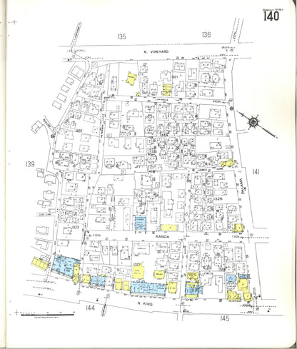 Sanborn Fire Insurance Map from Honolulu, Oahu County, Hawaii (1955), Sheet #0140 - Historic Sanborn Fire Insurance Map Print