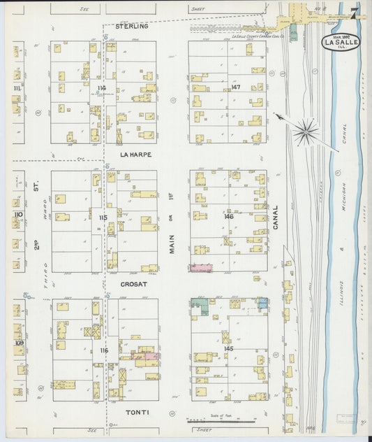 Sanborn Fire Insurance Map from La Salle, La Salle County, Illinois (1892), Sheet #0007 - Historic Sanborn Fire Insurance Map Print, vintage old map wall art, antique decor, genealogy gift, Illinois Illinois map
