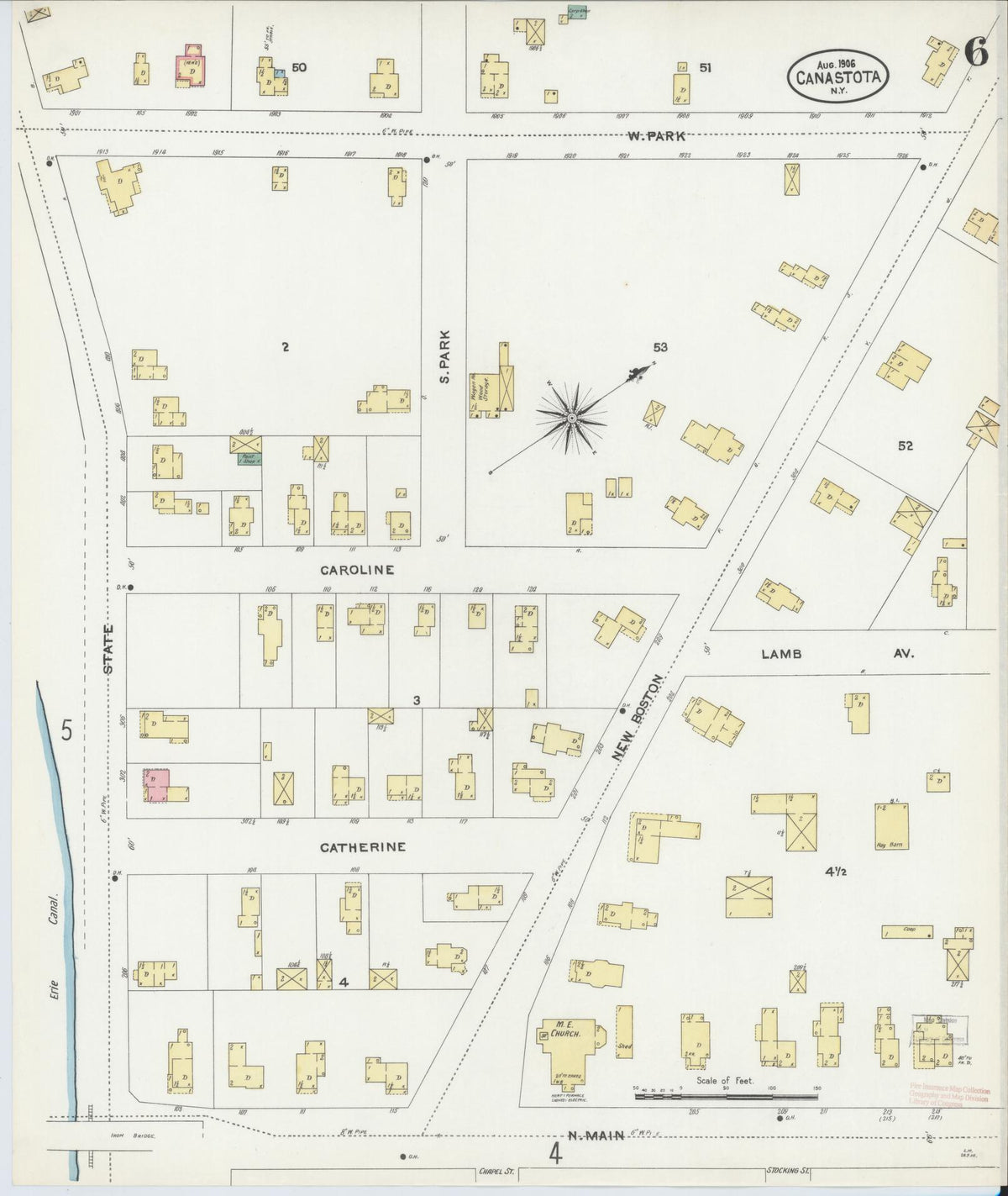 Sanborn Fire Insurance Map from Canastota, Madison County, New York (1906), Sheet #0006 - Complete Map Set gallery image, historic Sanborn map, vintage wall art, New York New York