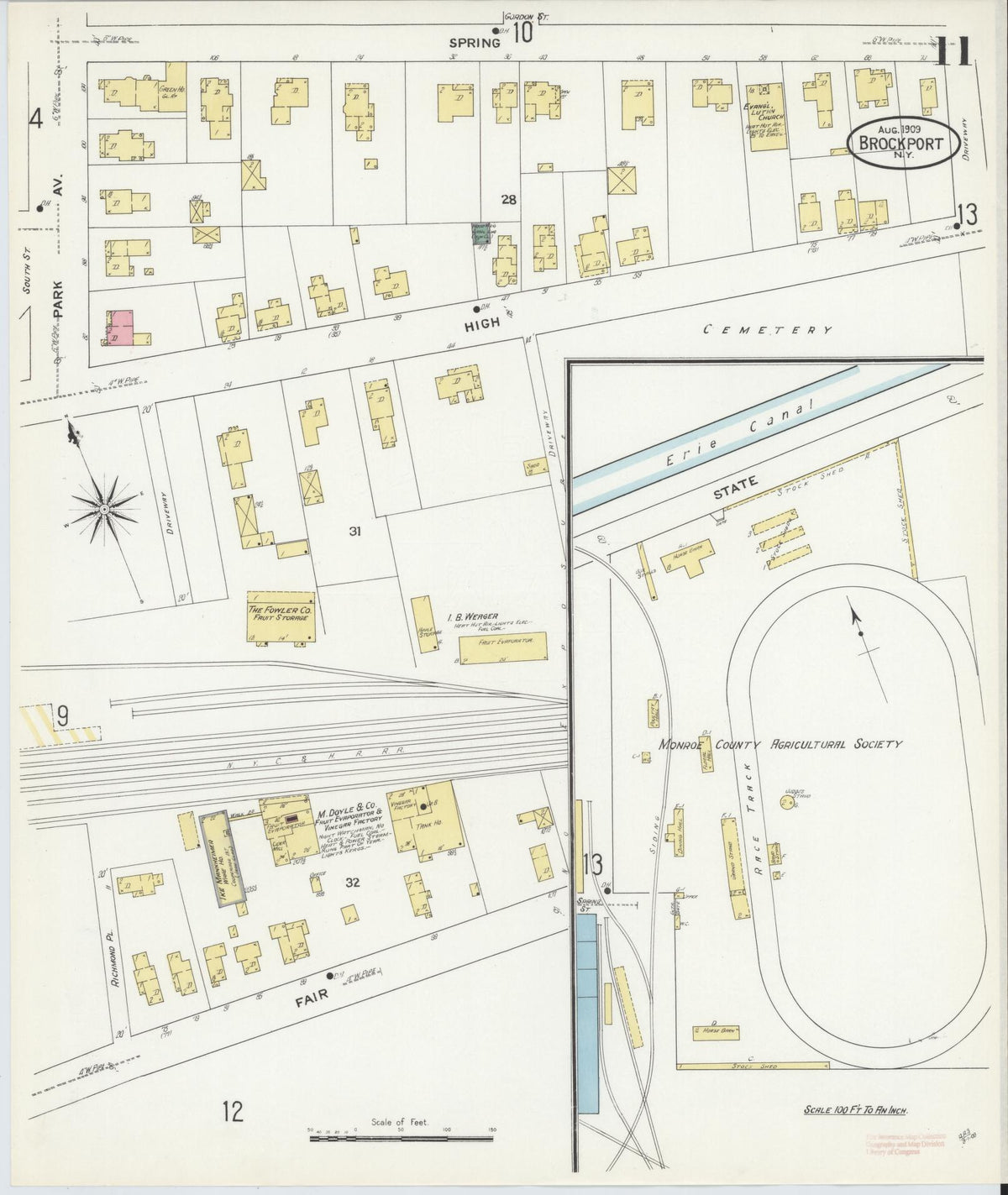 Sanborn Fire Insurance Map from Brockport, Monroe County, New York (1909), Sheet #0011 - Complete Map Set gallery image, historic Sanborn map, vintage wall art, New York New York