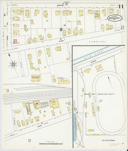 Sanborn Fire Insurance Map from Brockport, Monroe County, New York (1909), Sheet #0011 - Complete Map Set gallery image, historic Sanborn map, vintage wall art, New York New York