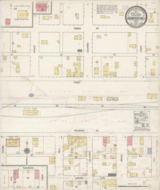 Sanborn Fire Insurance Map from Thompson Falls, Sanders County, Montana (1910), Sheet #0001 - Historic Sanborn Fire Insurance Map Print, vintage old map wall art, antique decor, genealogy gift, Montana Montana map